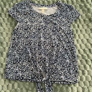 Navy Floral Tie-Front Crop Top